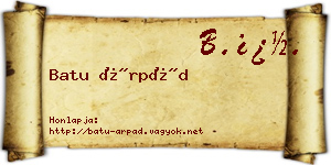 Batu Árpád névjegykártya