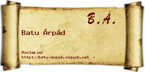 Batu Árpád névjegykártya